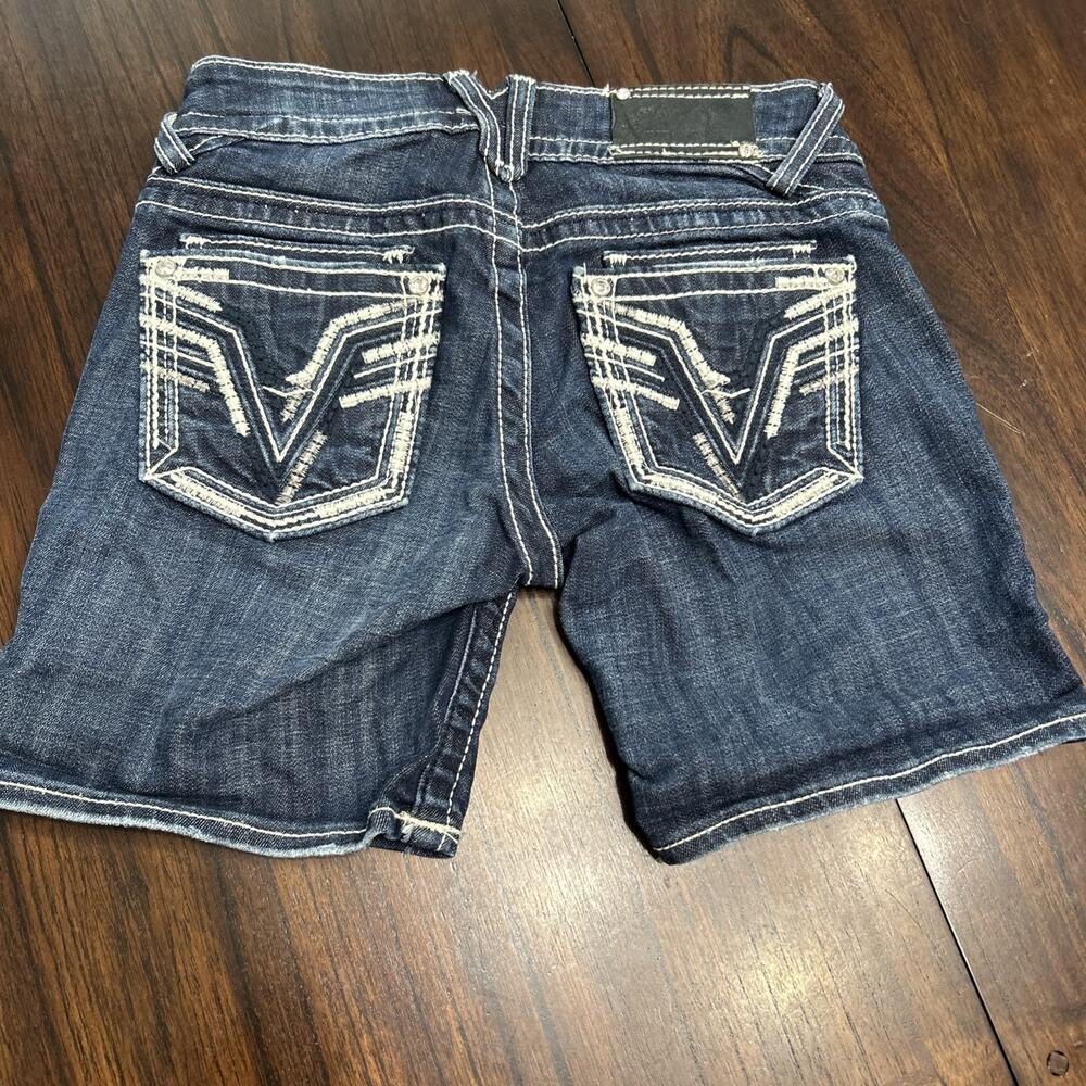 Vigoss The Dublin Denim Trendy Shorts Thick Stick Rhinestones Waist 25 Length 5 - Picture 4 of 7